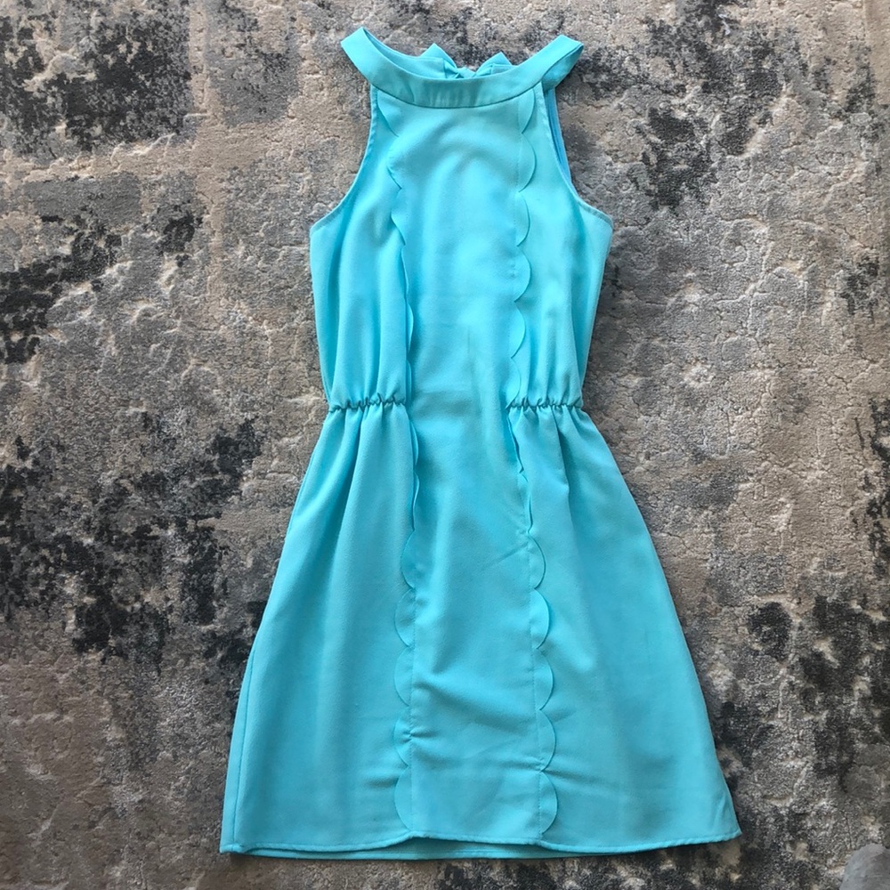 light blue halter dress